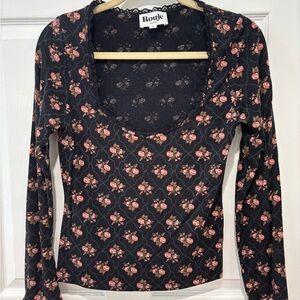 Rouje Black and Pink Floral Blouse